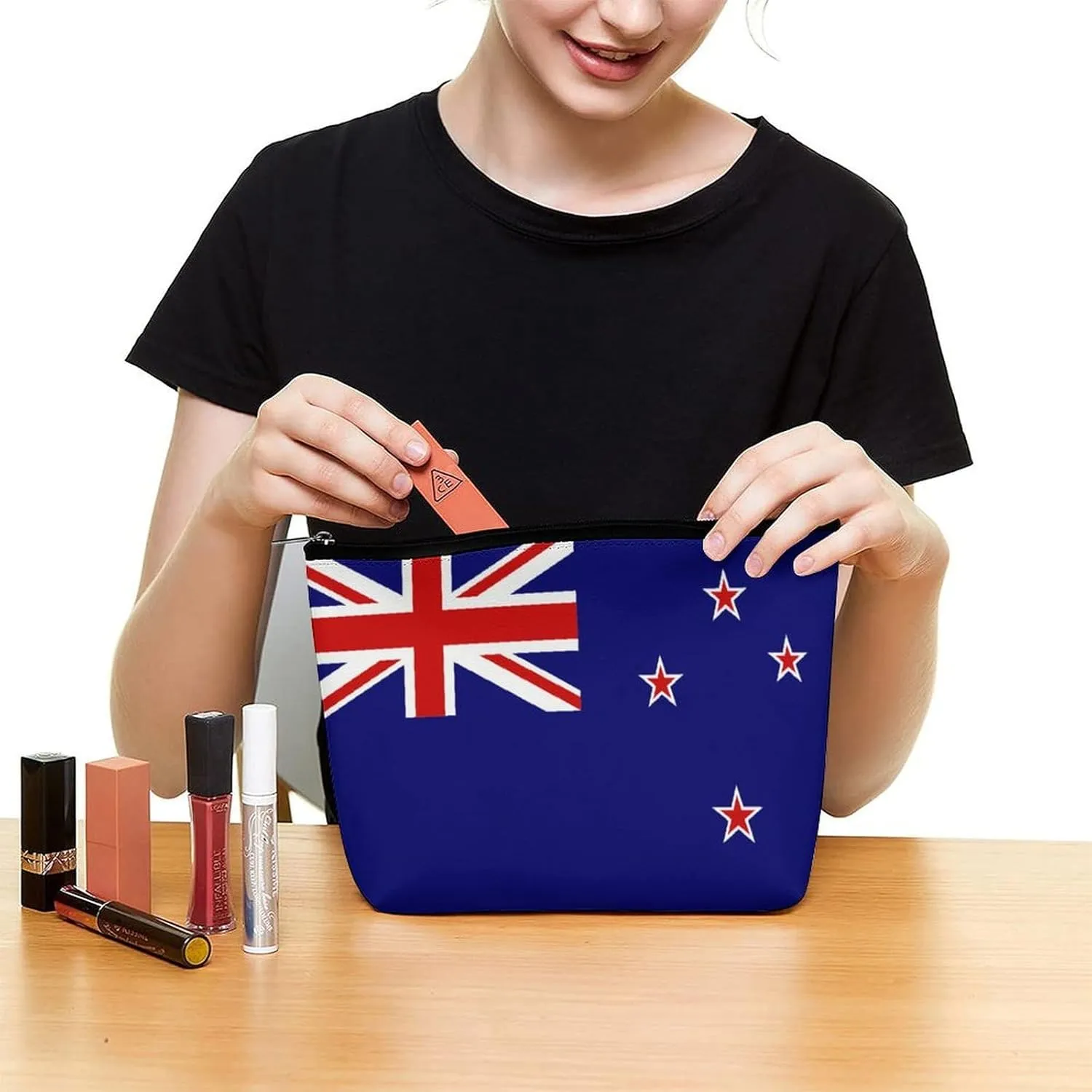 New Zealand Flag Makeup Bag Portable Travel Large -capacity Storage Bag
