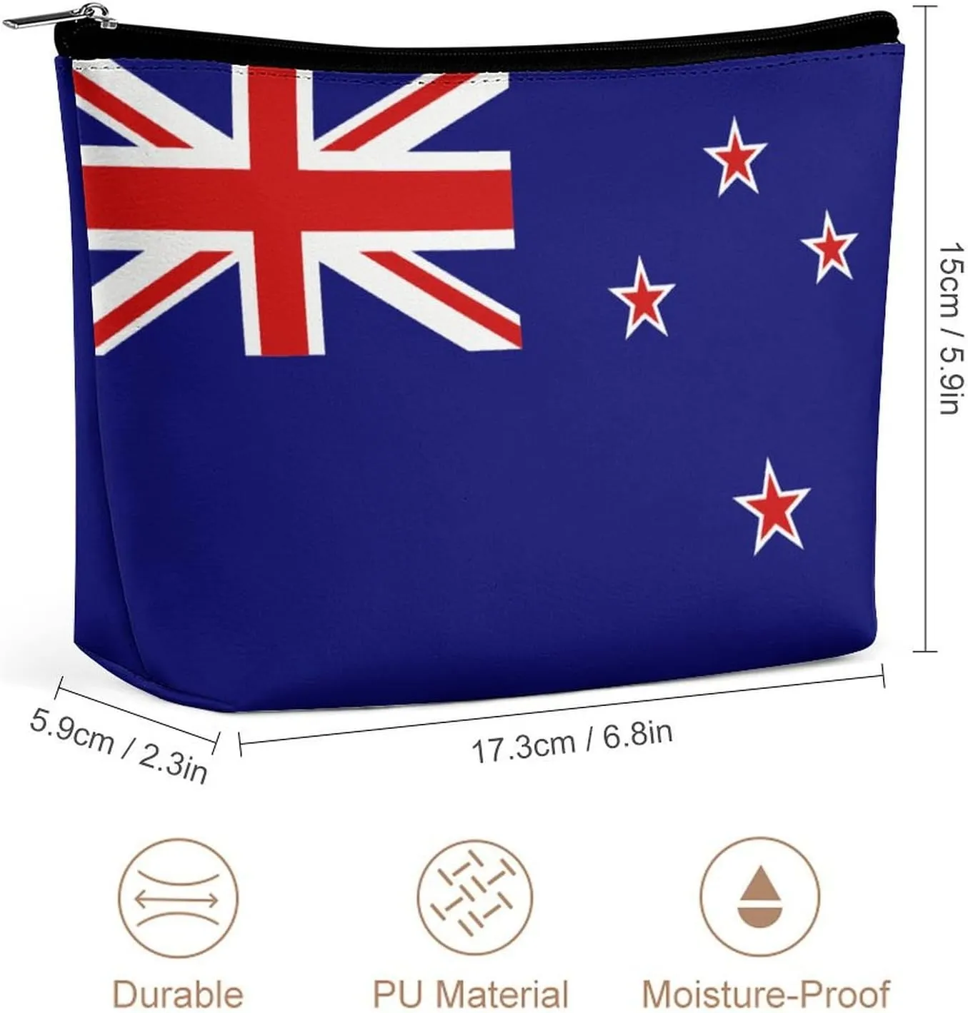 New Zealand Flag Makeup Bag Portable Travel Large -capacity Storage Bag