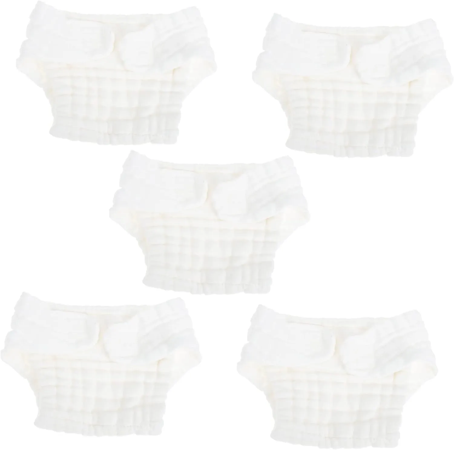 Newborn White Diaper Pants 5 Pack Soft Breathable Cloth Diapers Washable