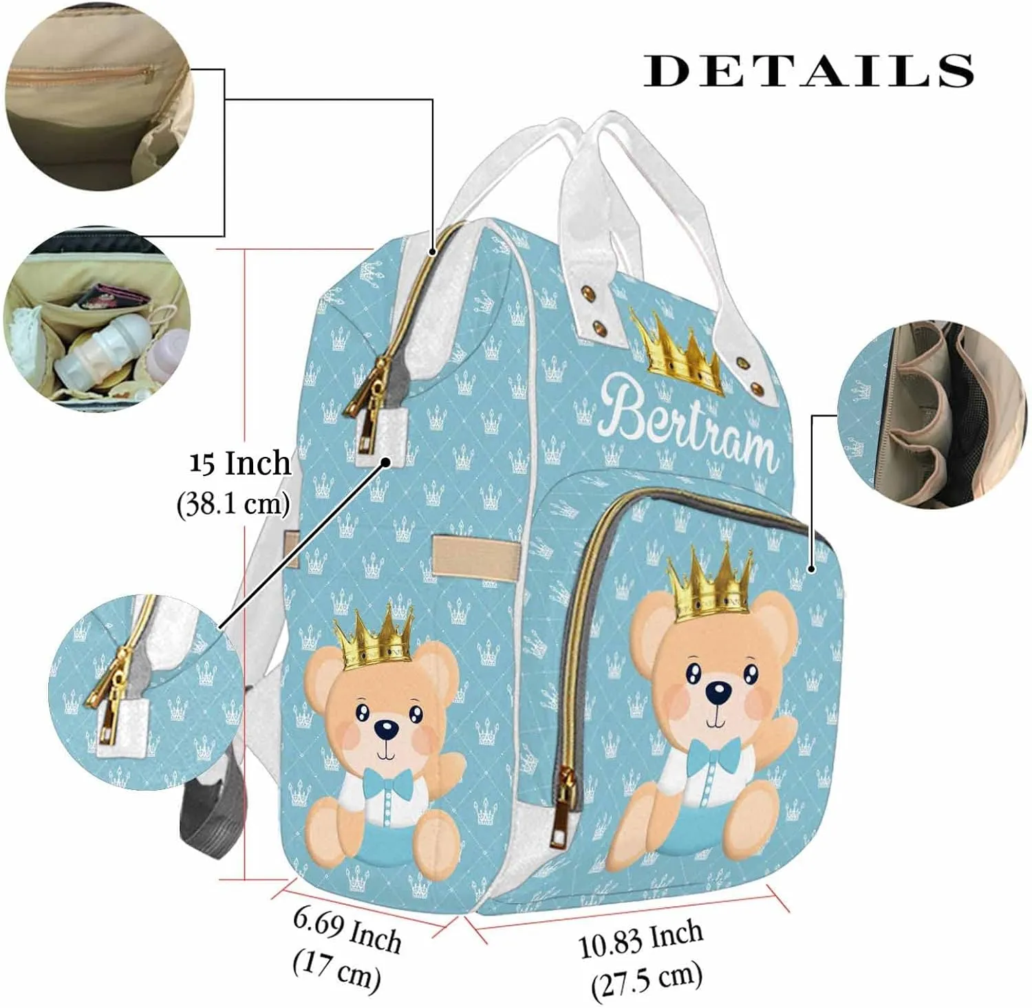Newcos Custom Name Diaper Bag Backpack Waterproof Nursing Baby Bags for Mom Personalized Nursing Mommy Daypack Nylon Waterproof Travel Backpack