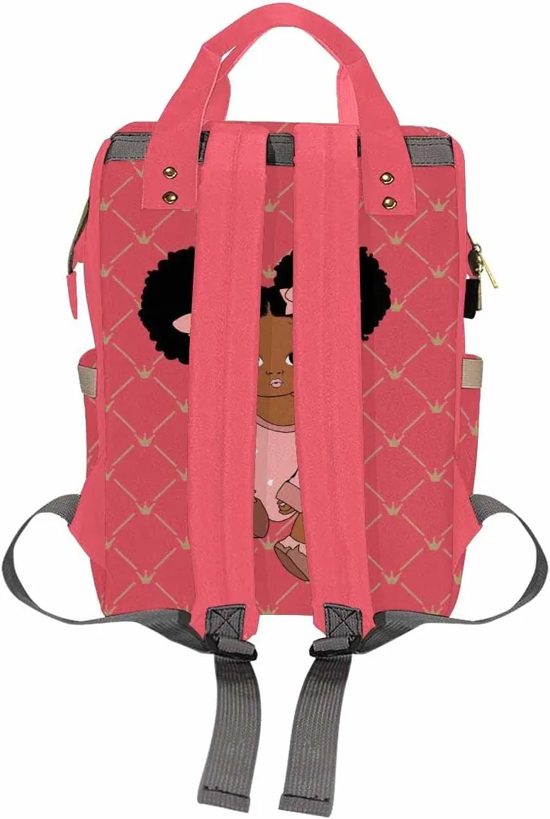 Newcos Personalized Crown Print Diaper Bag Backpack with Name Custom Afro Princess Mommy Nursing Baby Bags for Women,Customized Large Nappy Bags