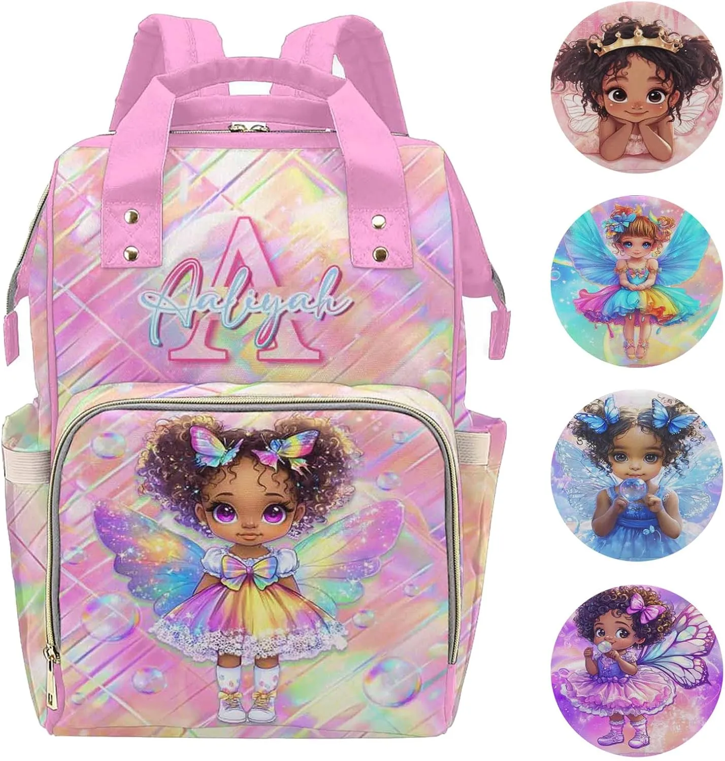 Newcos Personalized Name Diaper Bag for Women Men Custom Mommy Backpack Baby Bags Customized Large Capacity Daypack Shoulder Bag for New Mom Baby Travel Camping Work Office Pink