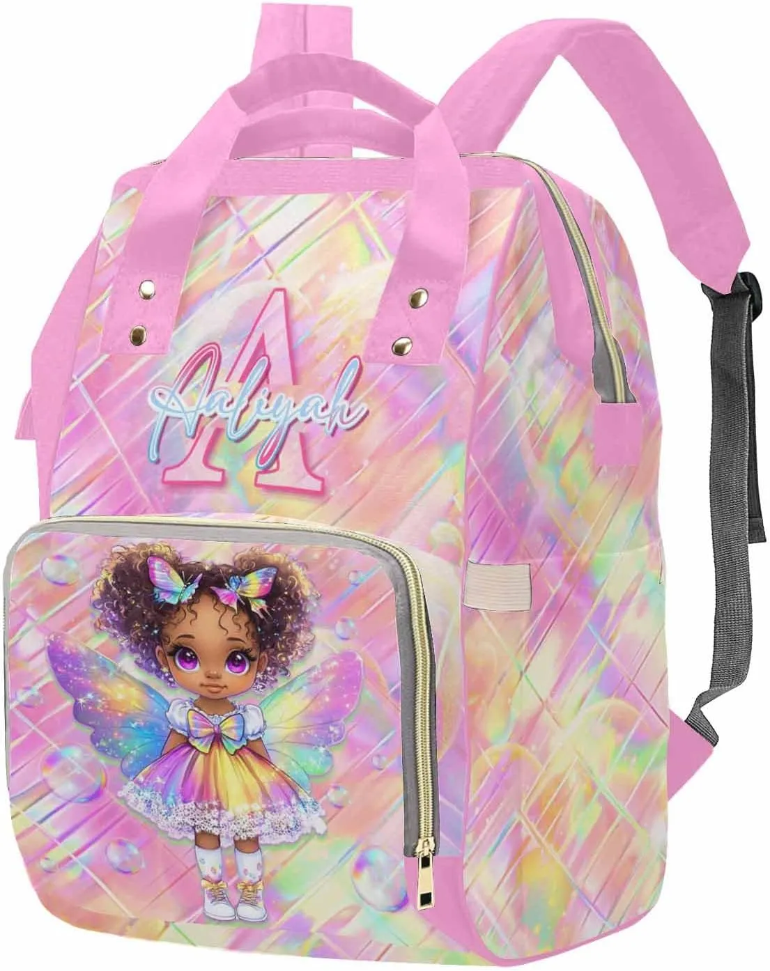 Newcos Personalized Name Diaper Bag for Women Men Custom Mommy Backpack Baby Bags Customized Large Capacity Daypack Shoulder Bag for New Mom Baby Travel Camping Work Office Pink