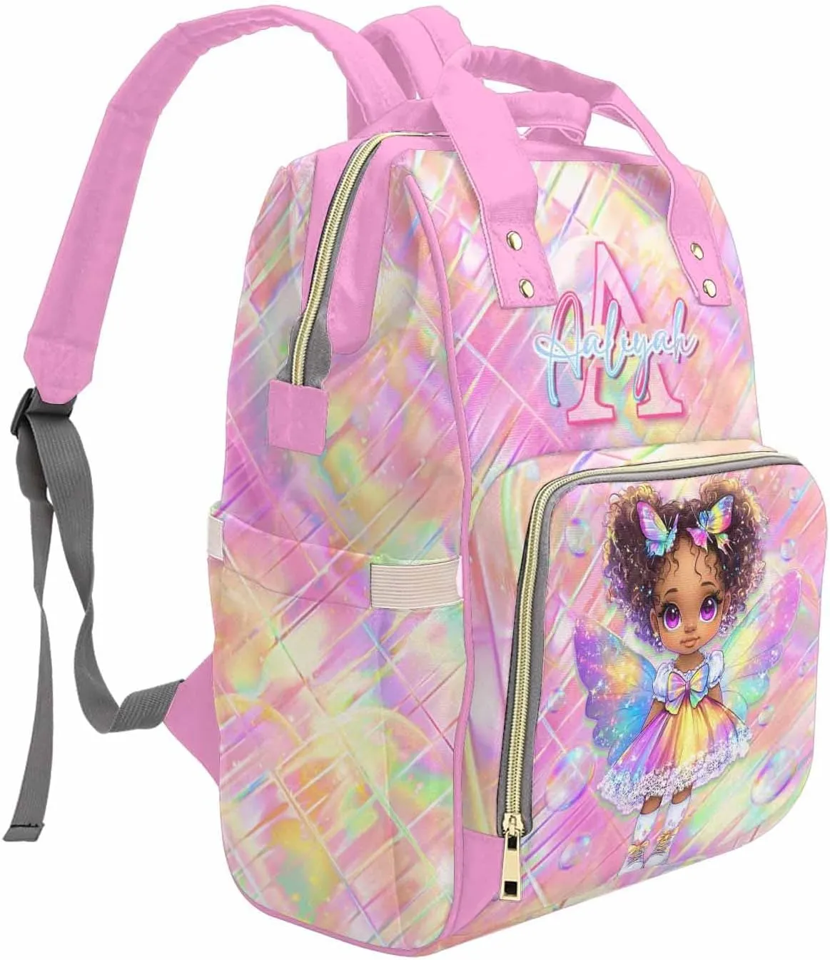 Newcos Personalized Name Diaper Bag for Women Men Custom Mommy Backpack Baby Bags Customized Large Capacity Daypack Shoulder Bag for New Mom Baby Travel Camping Work Office Pink