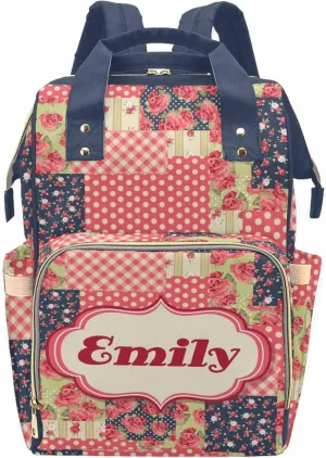 Newcos Personalized Name Diaper Bag with Floral for Mom, Custom Multifunction Mommy Nursing Backpack with Large Capacity for Travel, Birthday Mother's Day