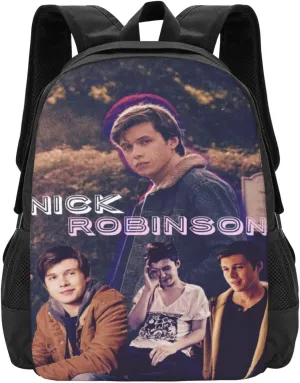 Nick Actors Robinson Backpack Laptop Computer Bag Double Shoulder Bags Casual Daypack for Travel Work Business Outdoor 15.6 Inch