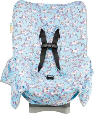 Niko Easy-Wash Children's Car Seat Cover & Liner - 100% Cotton Jersey Blue Unicorn - Fits Most Toddler Car Seats - Universal Fit - Waterproof SEAT Bottom - Machine Wash and Dry