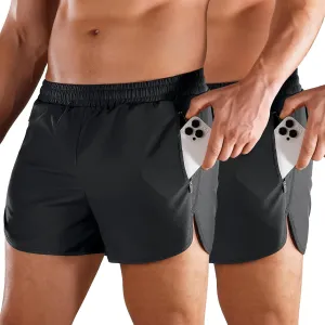 Niksa Men’s Running Shorts 3" Workout Athletic Shorts with Zipper Pockets Lightweight Quick Dry Gym Shorts