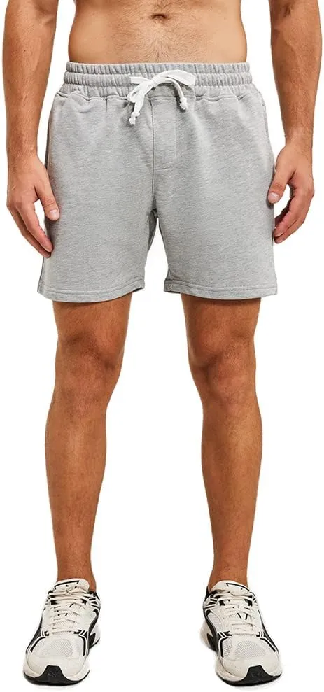 NIMENJOJA Mens 5.5" Athletic Gym Shorts Cotton Jogger Workout Lounge Jersey Zipper Pocket Sweat Shorts