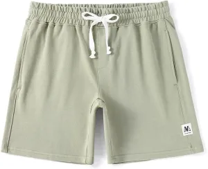 NIMENJOJA Mens 7" Sweat Shorts Cotton Workout Gym Jogger Lounge Shorts with Zipper Pockets