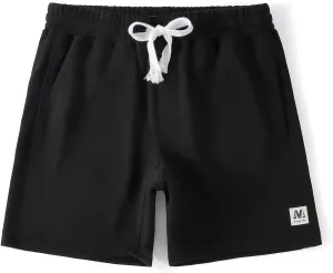 NIMENJOJA Mens 7" Sweat Shorts Cotton Workout Gym Jogger Lounge Shorts with Zipper Pockets