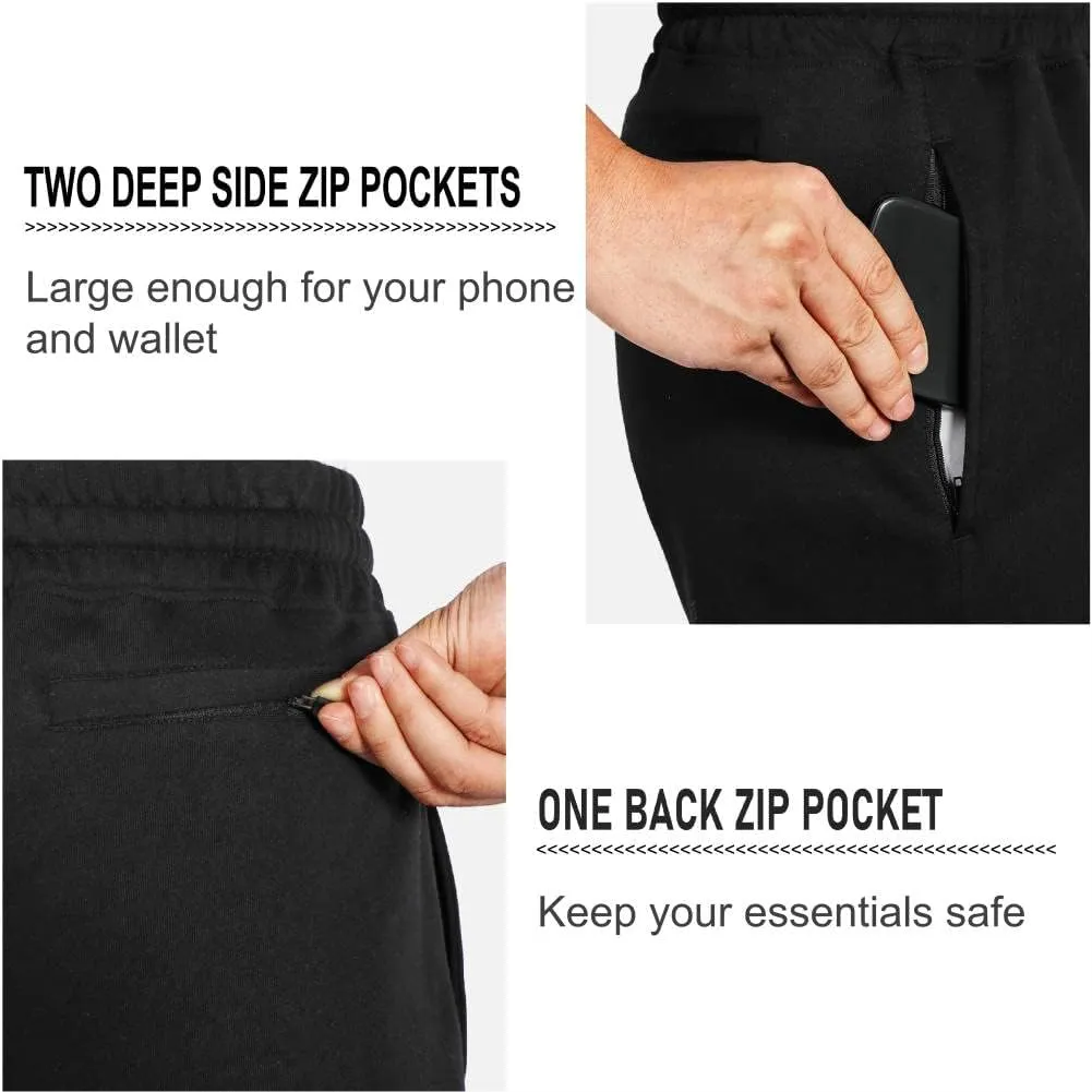 NIMENJOJA Mens 7" Sweat Shorts Cotton Workout Gym Jogger Lounge Shorts with Zipper Pockets