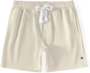 NIMENJOJA Mens 7" Sweat Shorts Cotton Workout Gym Jogger Lounge Shorts with Zipper Pockets