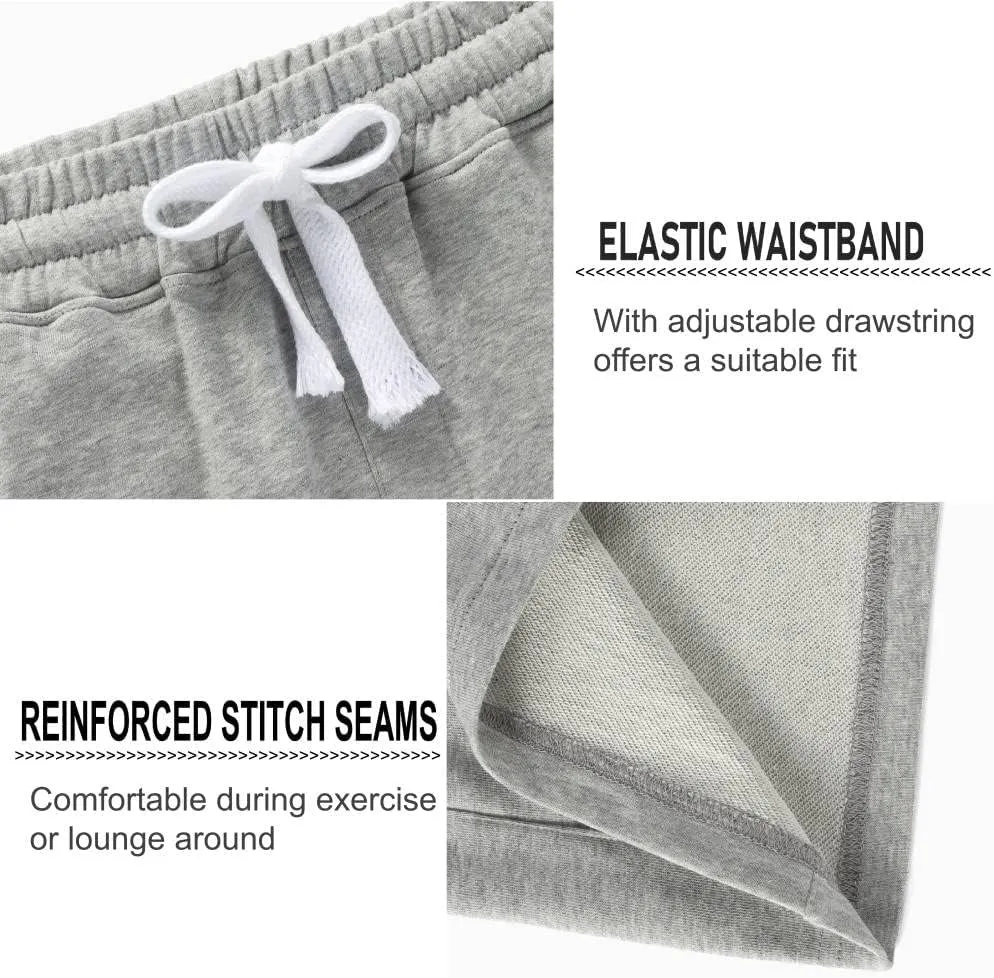 NIMENJOJA Mens 7" Sweat Shorts Cotton Workout Gym Jogger Lounge Shorts with Zipper Pockets