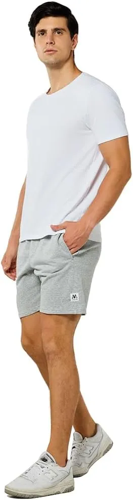 NIMENJOJA Mens 7" Sweat Shorts Cotton Workout Gym Jogger Lounge Shorts with Zipper Pockets