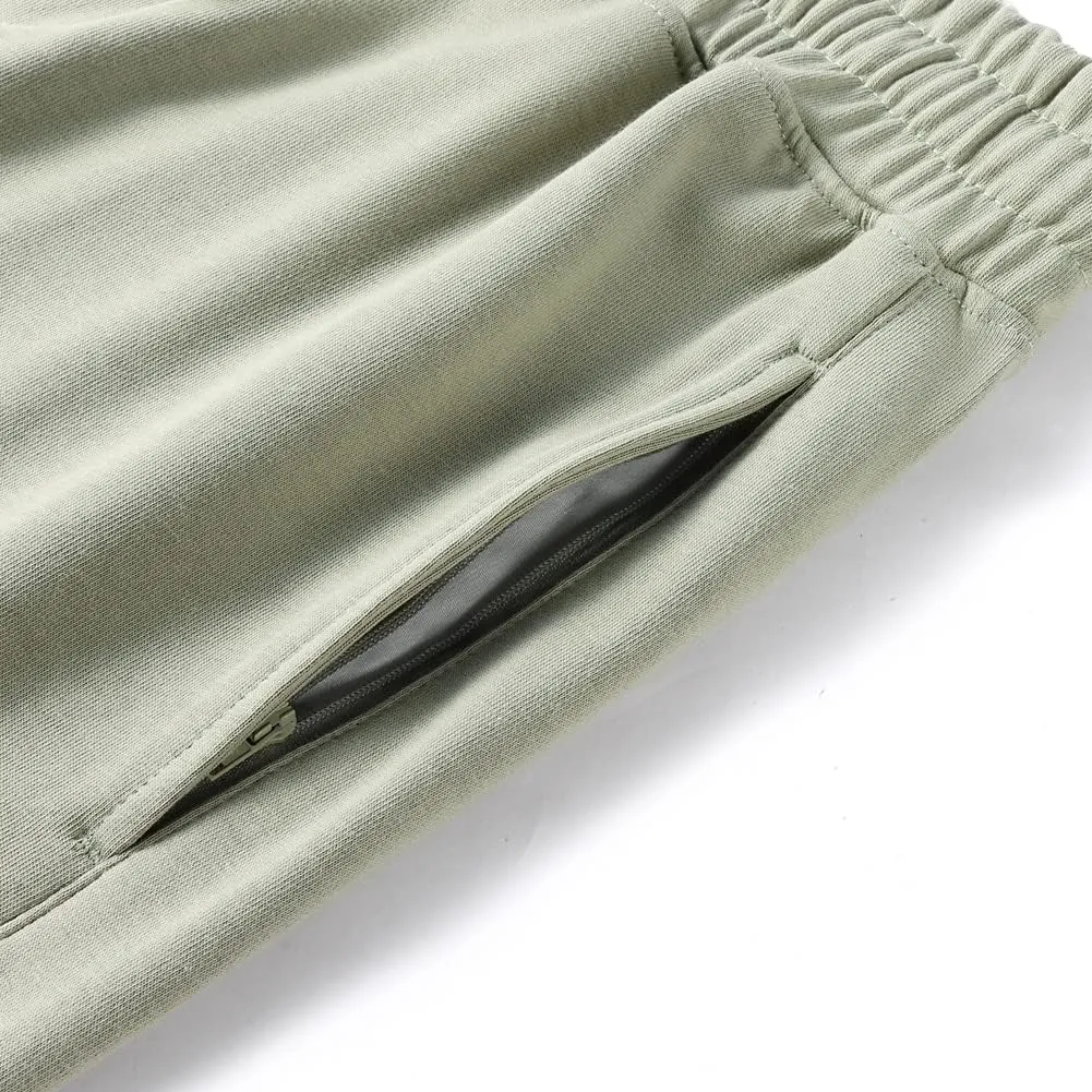 NIMENJOJA Mens 7" Sweat Shorts Cotton Workout Gym Jogger Lounge Shorts with Zipper Pockets