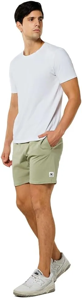 NIMENJOJA Mens 7" Sweat Shorts Cotton Workout Gym Jogger Lounge Shorts with Zipper Pockets