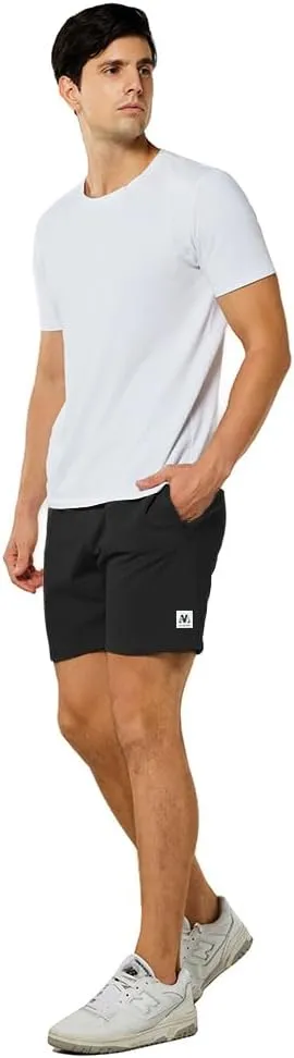 NIMENJOJA Mens 7" Sweat Shorts Cotton Workout Gym Jogger Lounge Shorts with Zipper Pockets
