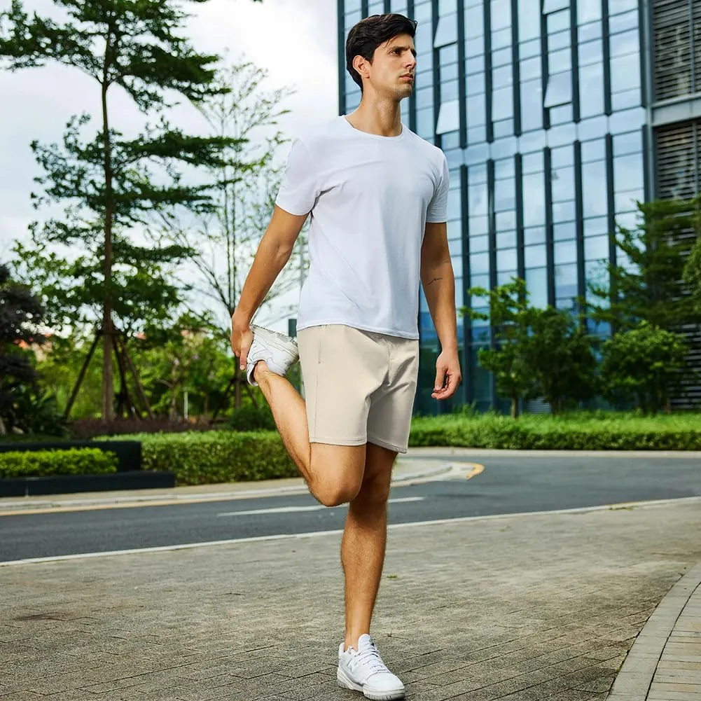 NIMENJOJA Mens 7" Sweat Shorts Cotton Workout Gym Jogger Lounge Shorts with Zipper Pockets