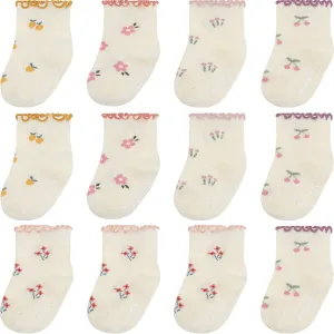 Non Slip Grip Ankle Baby Socks 12 Pack for Toddler Boys and Girls Kids Infant Baby Cute Cotton Socks
