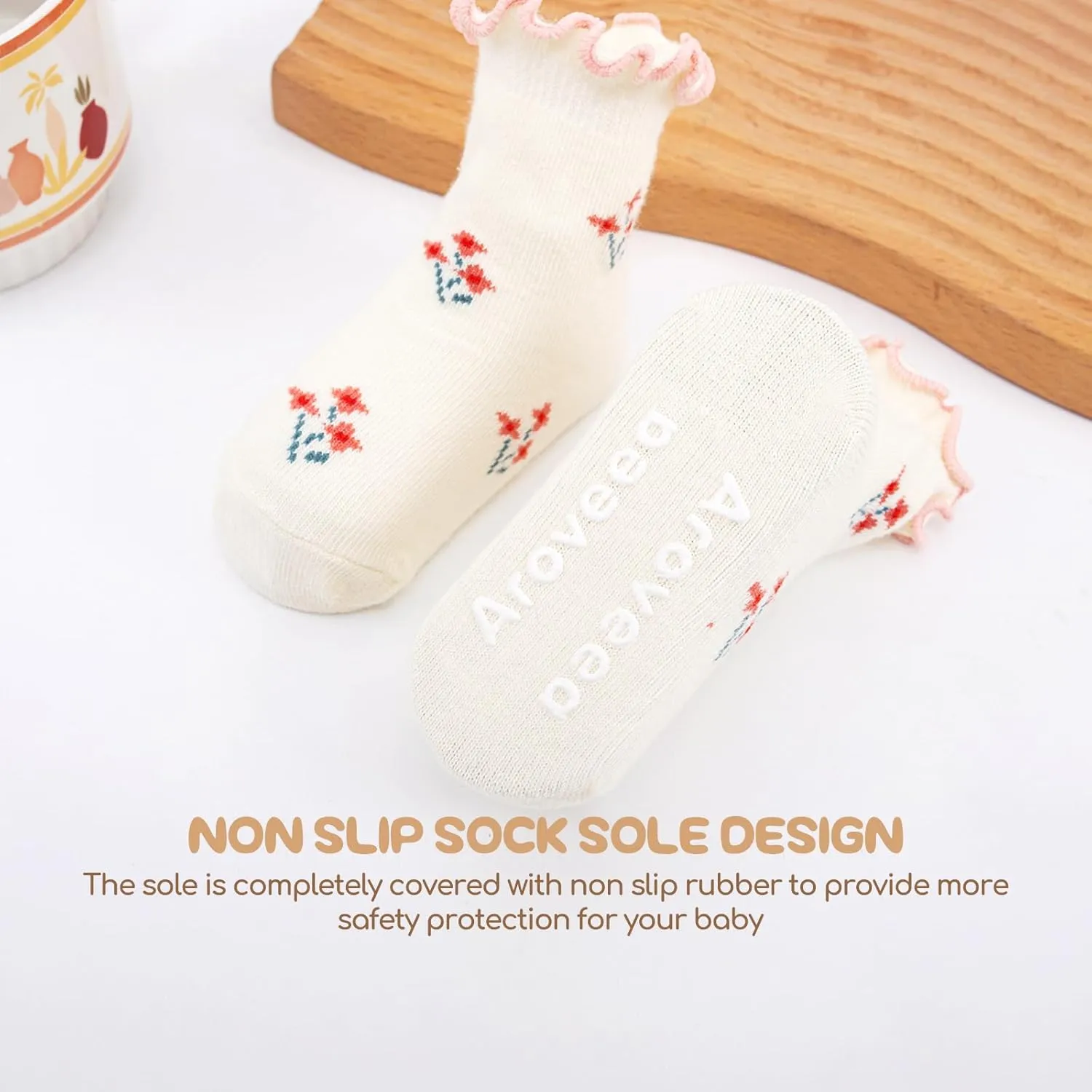 Non Slip Grip Ankle Baby Socks 12 Pack for Toddler Boys and Girls Kids Infant Baby Cute Cotton Socks