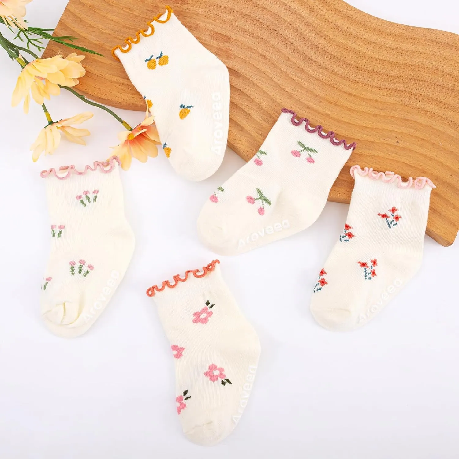 Non Slip Grip Ankle Baby Socks 12 Pack for Toddler Boys and Girls Kids Infant Baby Cute Cotton Socks