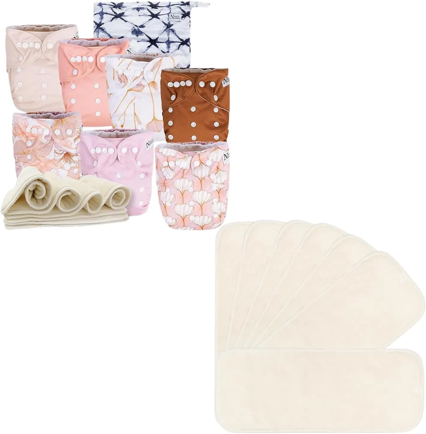 Nora's Nursery Cloth Diapers   7 Pack Inserts with Snap