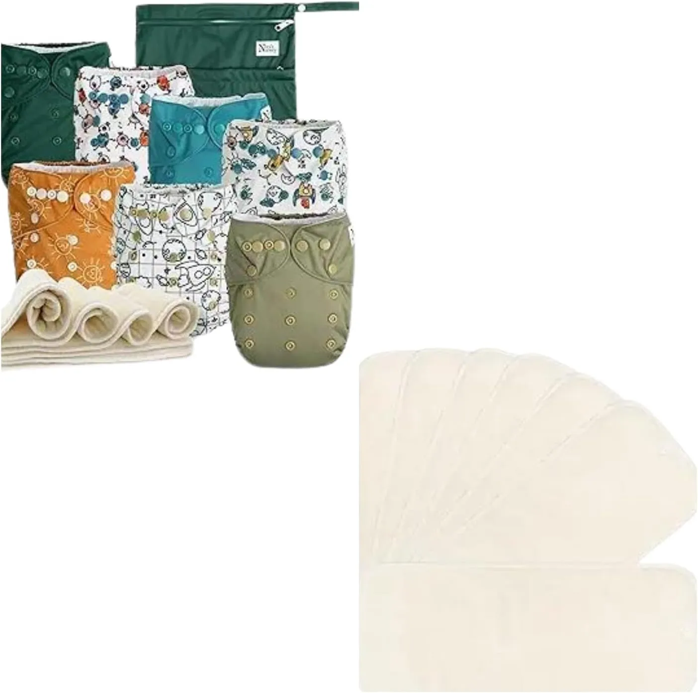 Nora's Nursery Cloth Diapers   7 Pack Inserts with Snap