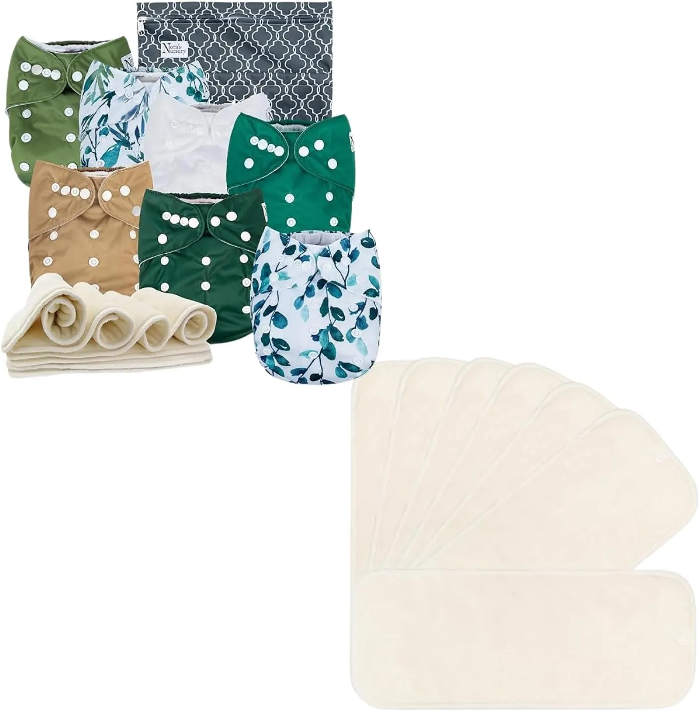 Nora's Nursery Morning Dew Cloth Diapers   7 Pack Inserts with Snap