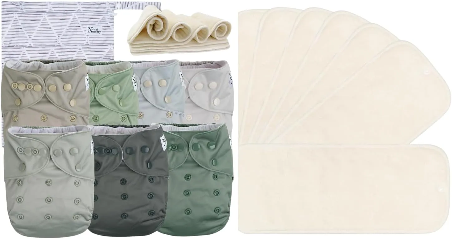 Nora's Nursery Morning Dew Cloth Diapers   7 Pack Inserts with Snap