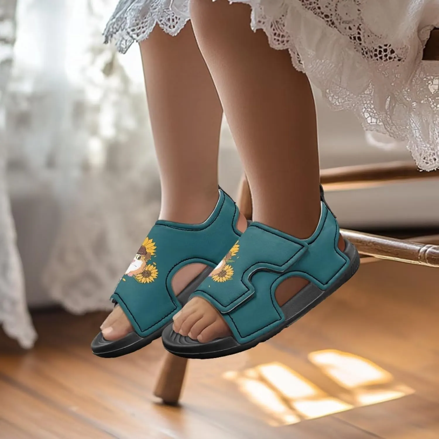 Nylon buckle Daisy Floral Hamster Kids' Sandals for Boys Suitable for Outdoor Play Fashioned Walking Shoes