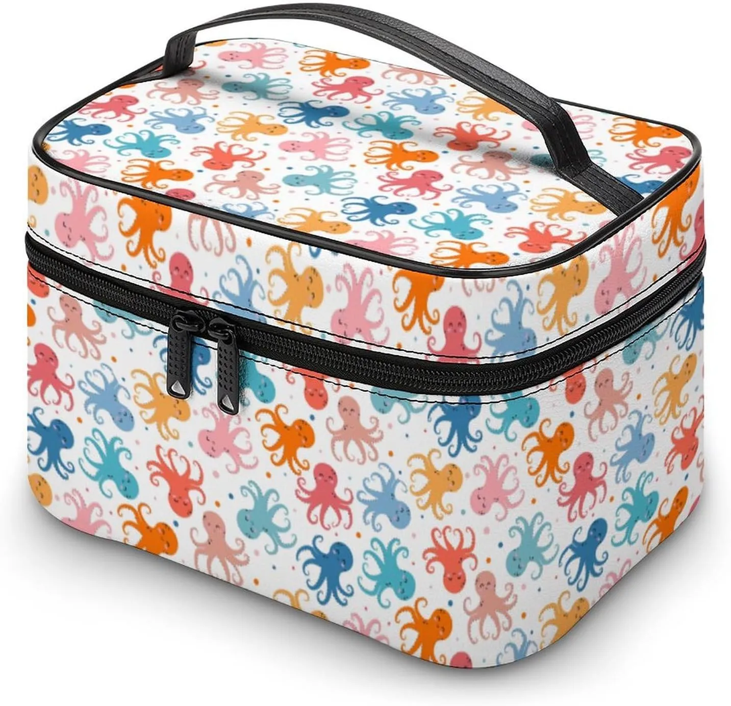 Ocean Animals Cute Octopus Makeup Bags For Women Travel Cosmetic Bag Large Waterproof Skincare Toiletry Bags With Handle Cosmetic Organizer Portable Make Up Box For Wedding Party