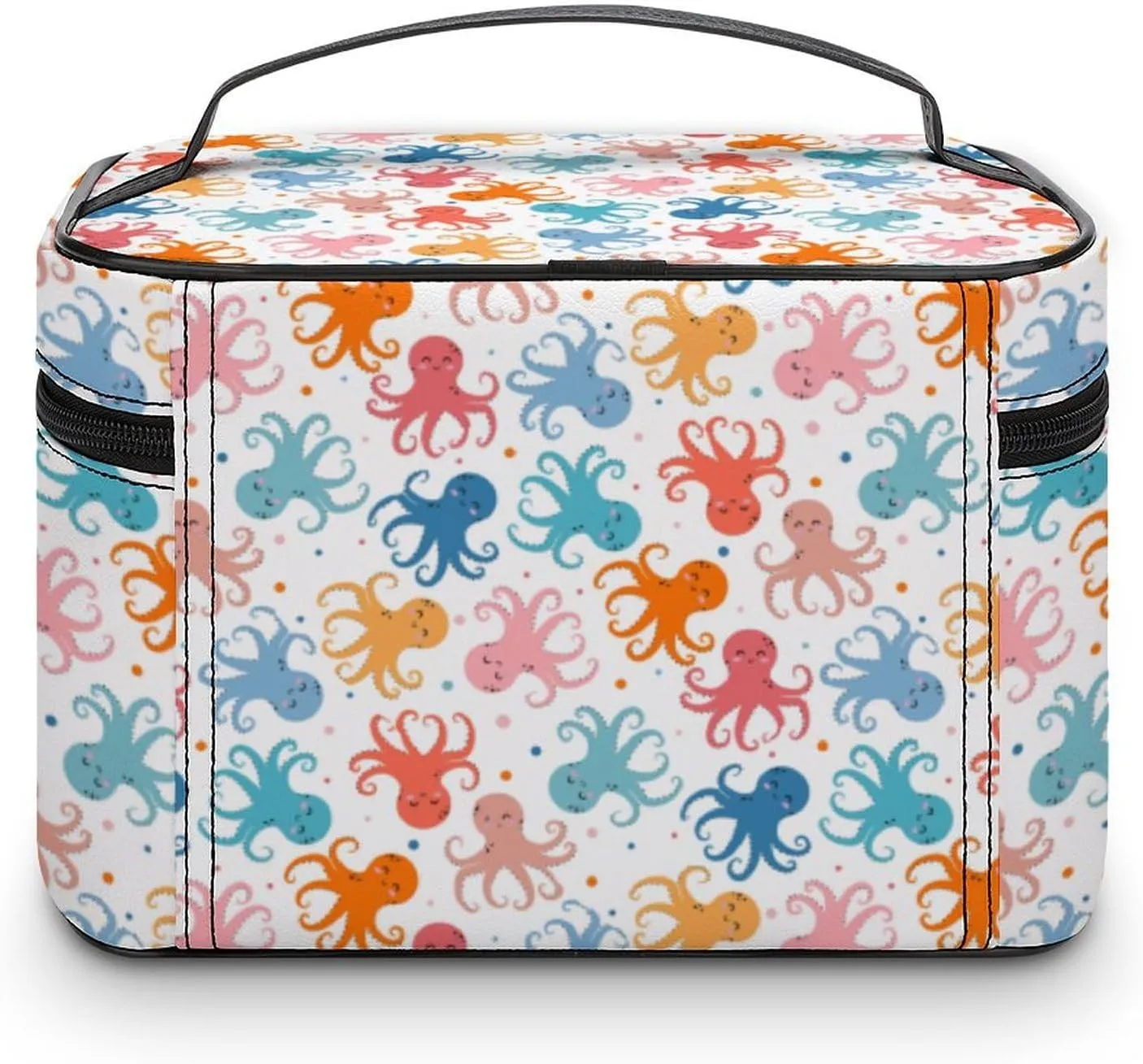 Ocean Animals Cute Octopus Makeup Bags For Women Travel Cosmetic Bag Large Waterproof Skincare Toiletry Bags With Handle Cosmetic Organizer Portable Make Up Box For Wedding Party