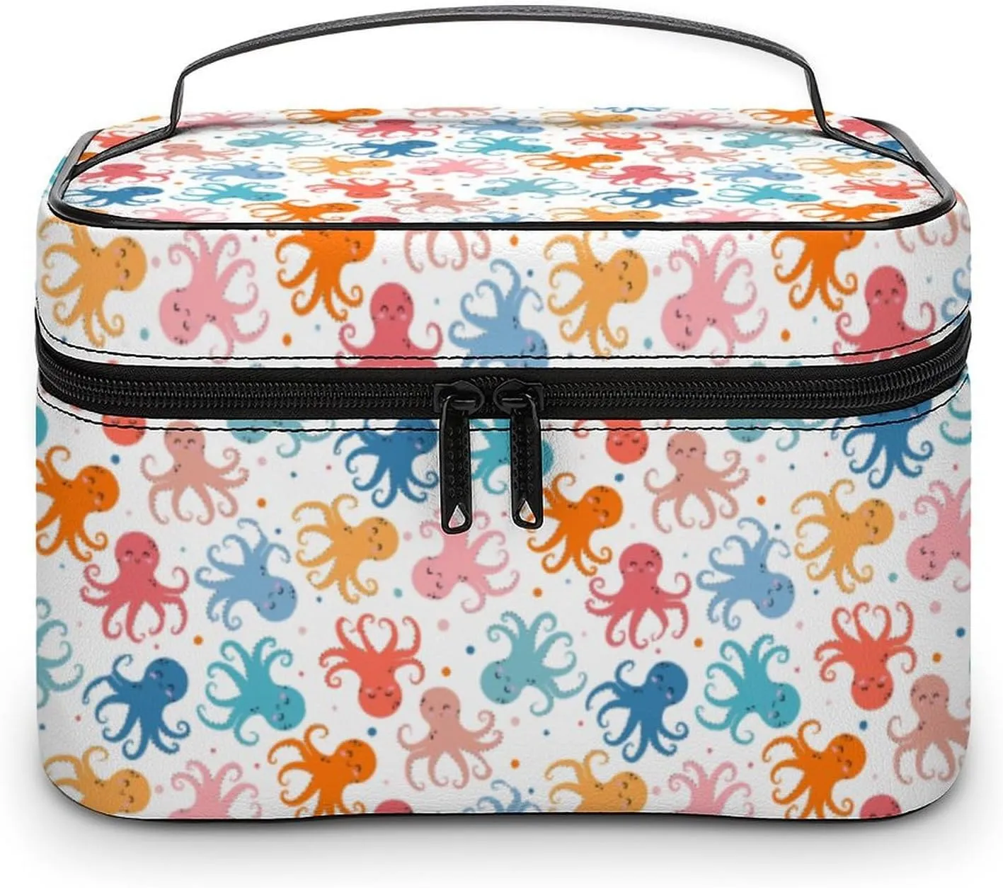 Ocean Animals Cute Octopus Makeup Bags For Women Travel Cosmetic Bag Large Waterproof Skincare Toiletry Bags With Handle Cosmetic Organizer Portable Make Up Box For Wedding Party