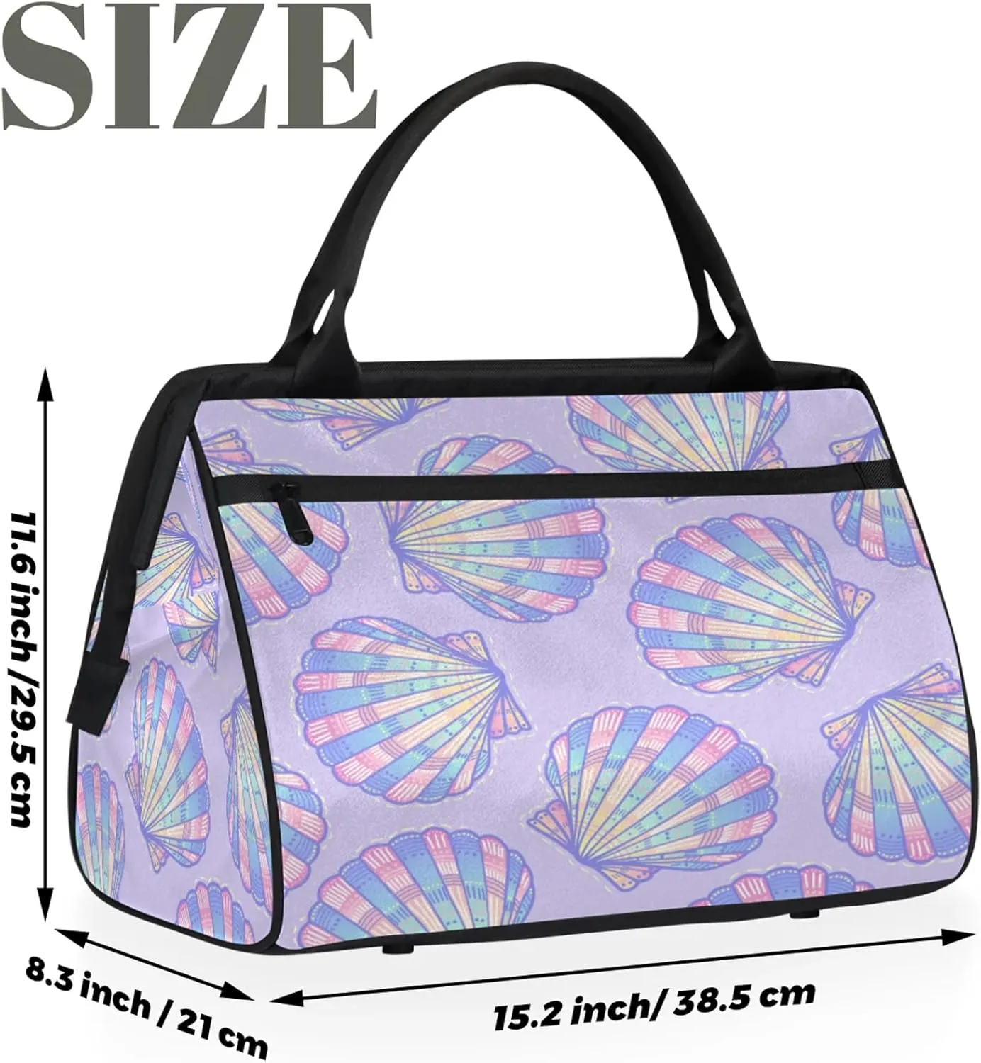 Ocean Colorful Shell Travel Duffel Bag Gym Tote Bag for Women Men Waterproof Weekend Overnight Bag Carry On Tote Luggage with Pocket Personal Item Bags Sports Bag fit Travel Sports Gym Yoga