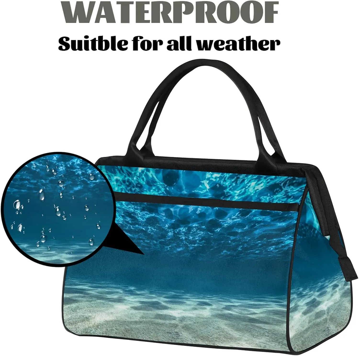 Ocean Summer Sunshine Travel Duffel Bag Gym Tote Bag for Women Men Waterproof Weekend Overnight Bag Carry On Tote Luggage with Pocket Personal Item Bags Sports Bag fit Travel Sports Gym Yoga