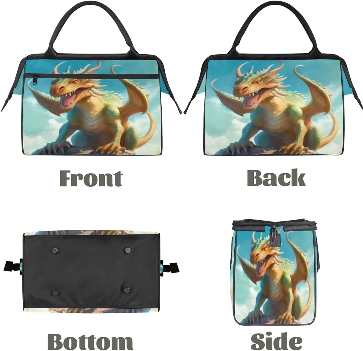 Oil Painting Dragon Travel Duffle Bag, Waterproof Duffel Bag Weekender Overnight Carry On Bag Lightweight Sport Gym Bag for Men Women