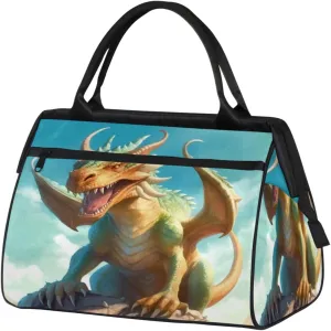 Oil Painting Dragon Travel Duffle Bag, Waterproof Duffel Bag Weekender Overnight Carry On Bag Lightweight Sport Gym Bag for Men Women