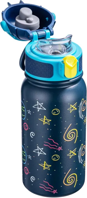 OLDLEY Kids Water Bottle 12oz Insulated Water bottle, Double Wall Stainless Steel Vacuum Bottle, Leak-Proof Sport Bottles for School Boys Girls,Navy Sky