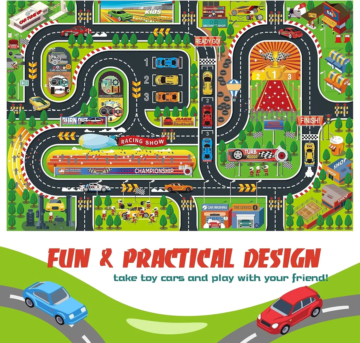Oriate Kids Dream Mat Modern City Toy Activity Playmat, Parent-Child Interaction Game Map Rug, Ideal Children's Educational Road Traffic City Life Pretend Play 552-C