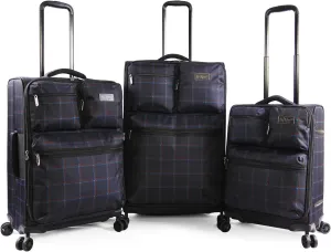 Original Penguin Norton 3pc Expandable Suitcase Set with Spinner Wheels, Navy Plaid, One Size