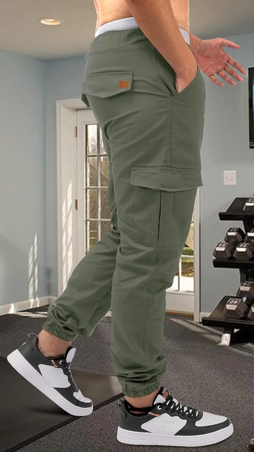 OUTSON Mens Fashion Joggers Sports Pants Casual Cotton Cargo Pants Gym Sweatpants Trousers Mens Long Pant