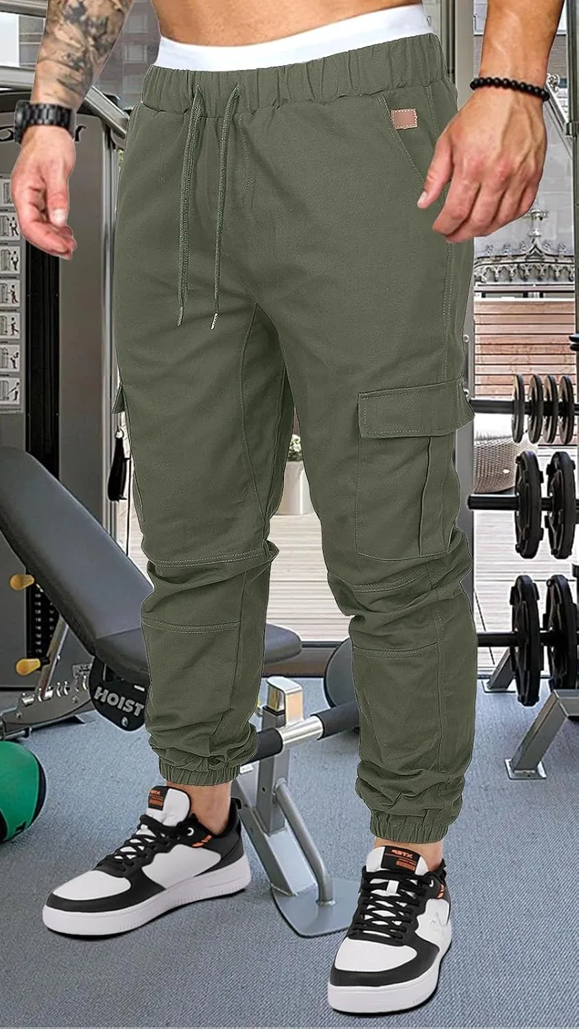 OUTSON Mens Fashion Joggers Sports Pants Casual Cotton Cargo Pants Gym Sweatpants Trousers Mens Long Pant
