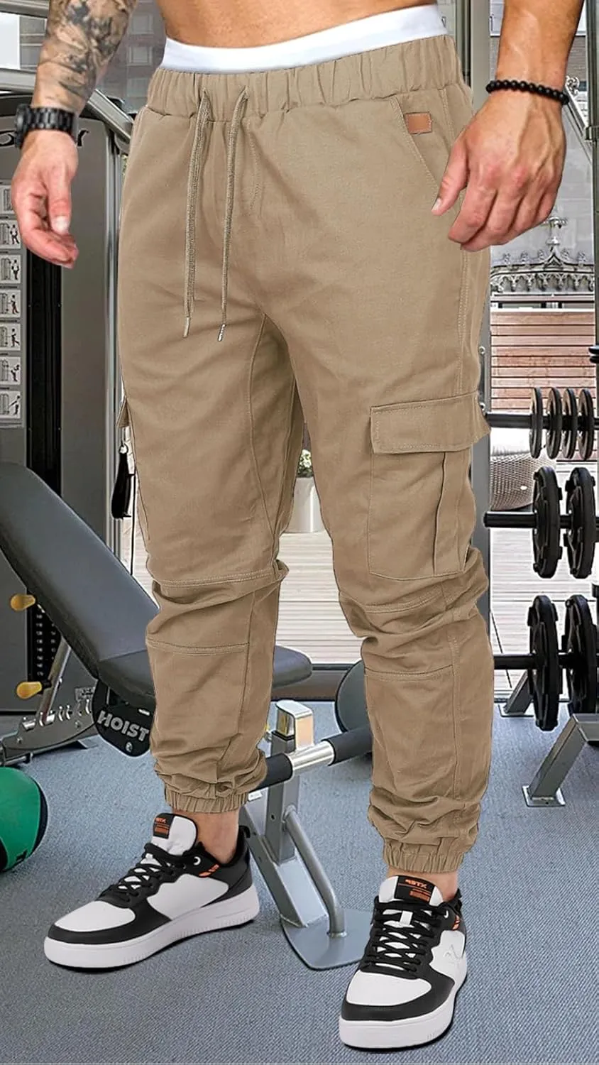 OUTSON Mens Fashion Joggers Sports Pants Casual Cotton Cargo Pants Gym Sweatpants Trousers Mens Long Pant