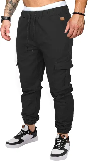 OUTSON Mens Fashion Joggers Sports Pants Casual Cotton Cargo Pants Gym Sweatpants Trousers Mens Long Pant