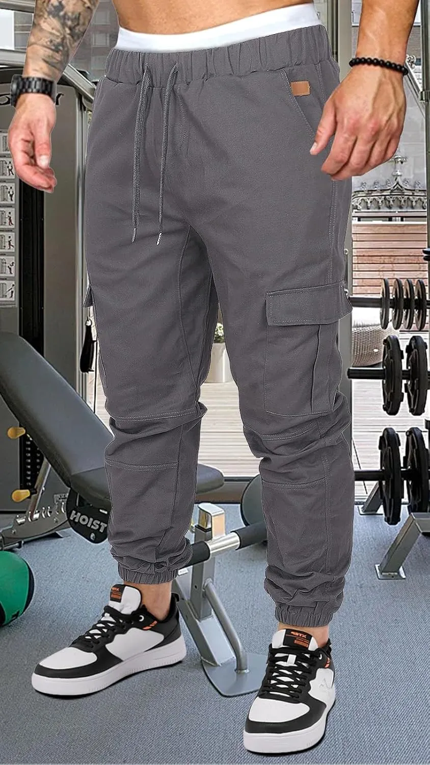 OUTSON Mens Fashion Joggers Sports Pants Casual Cotton Cargo Pants Gym Sweatpants Trousers Mens Long Pant