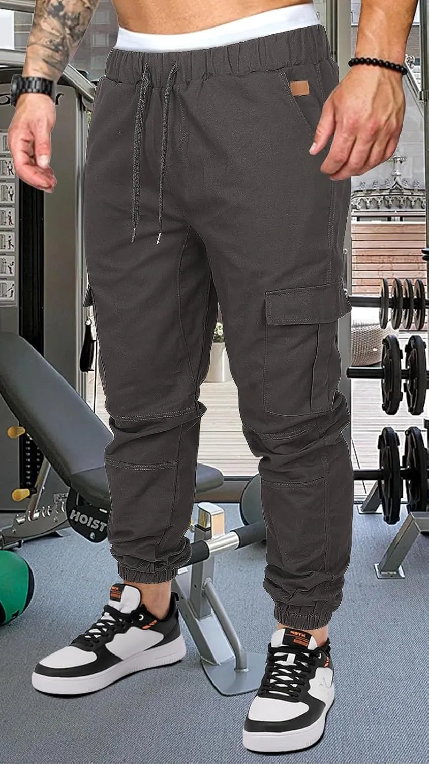 OUTSON Mens Fashion Joggers Sports Pants Casual Cotton Cargo Pants Gym Sweatpants Trousers Mens Long Pant