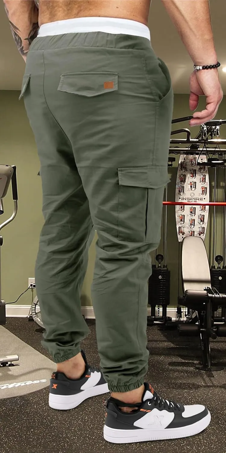 OUTSON Mens Fashion Joggers Sports Pants Casual Cotton Cargo Pants Gym Sweatpants Trousers Mens Long Pant
