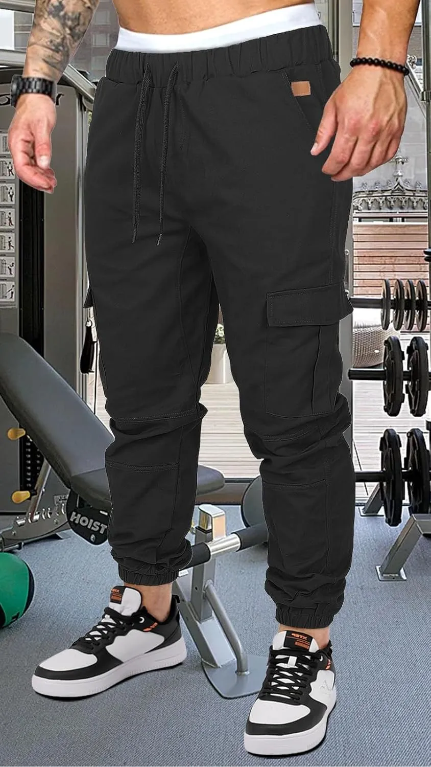 OUTSON Mens Fashion Joggers Sports Pants Casual Cotton Cargo Pants Gym Sweatpants Trousers Mens Long Pant