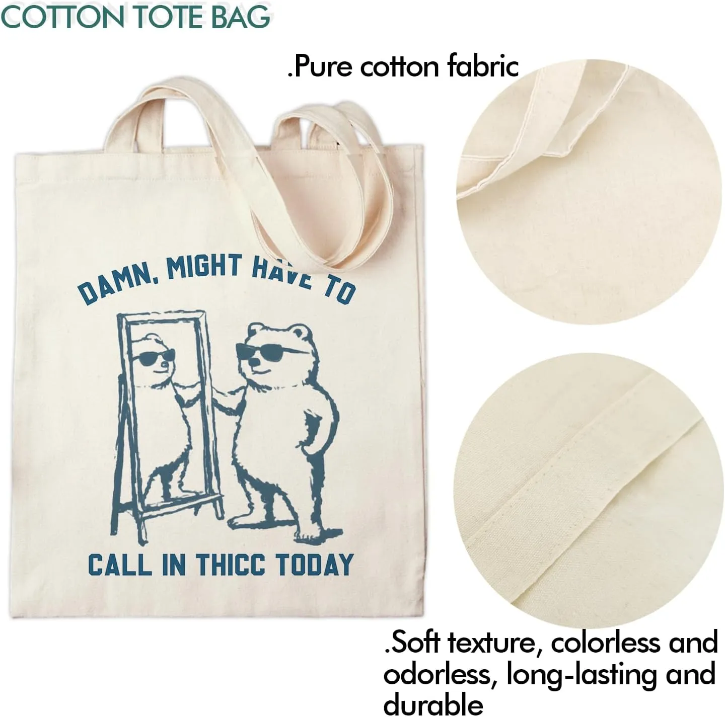 OUZ Stylish Reusable Canvas Tote Bag for Women, Lightweight & Durable Shoulder Bag for Shopping, Work, Gym, Beach, Travel